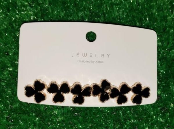 Black Mini Heart Stud Earrings for Women