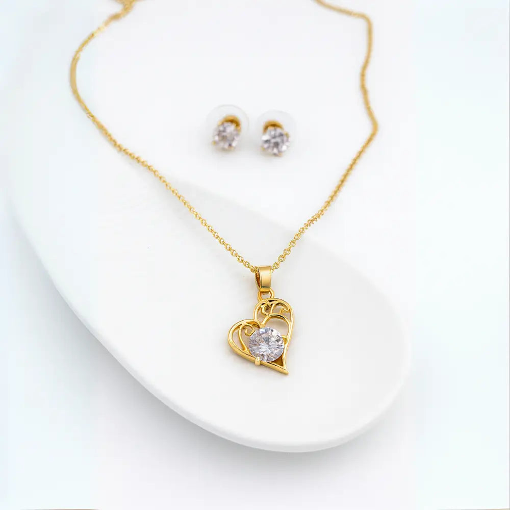 Sparkling Heart Embrace Necklace