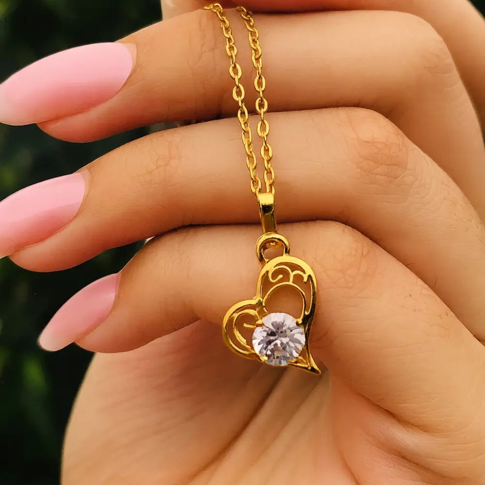 Sparkling Heart Embrace Necklace