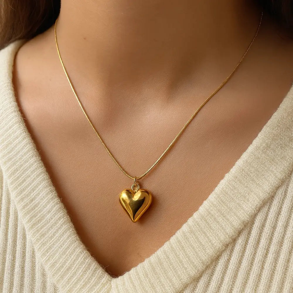 Golden Heart Charm Necklace