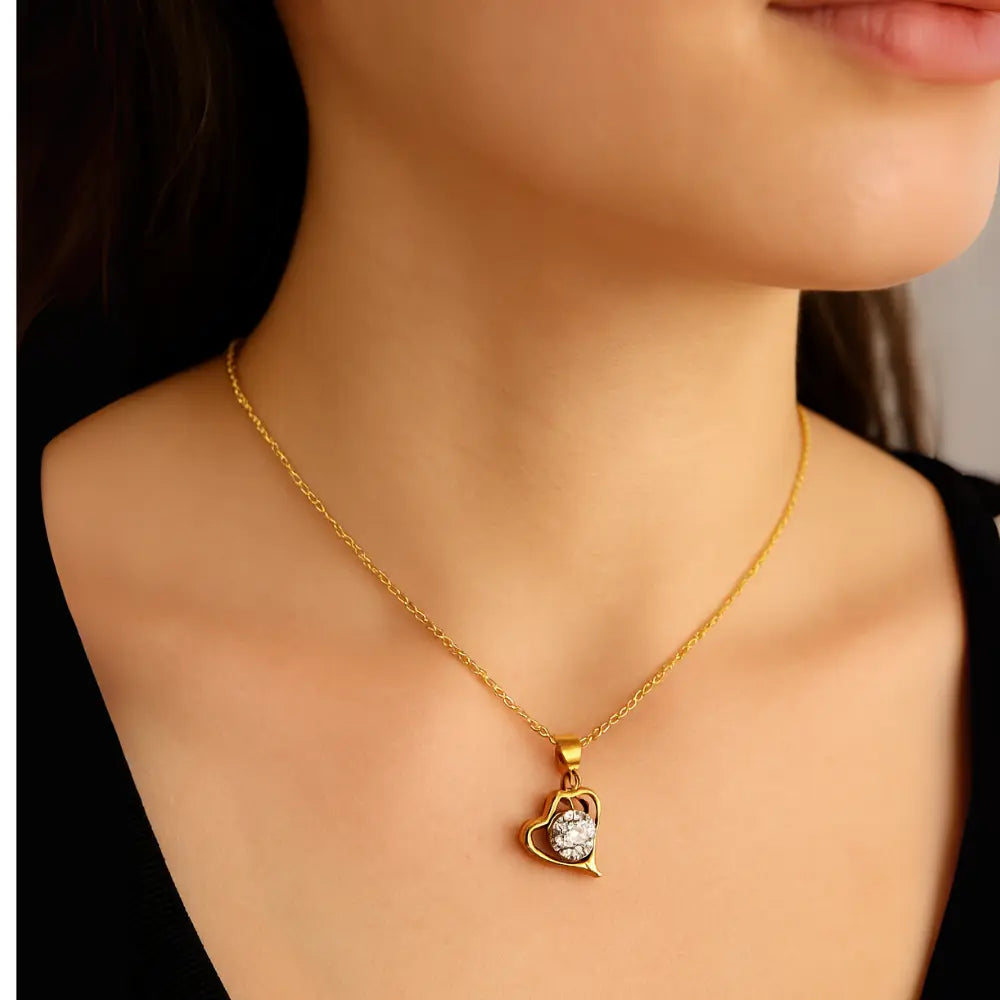 Sparkling Heart Embrace Necklace