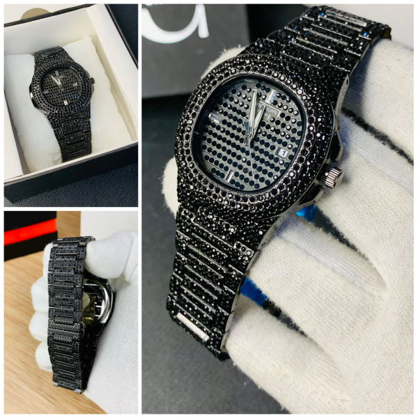 Blacked Iced Out Men’s Watch | Stainless Steel Chain | No Box