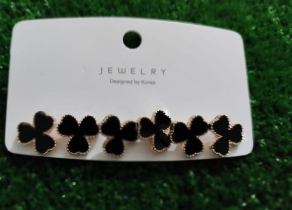 Black Mini Heart Stud Earrings for Women