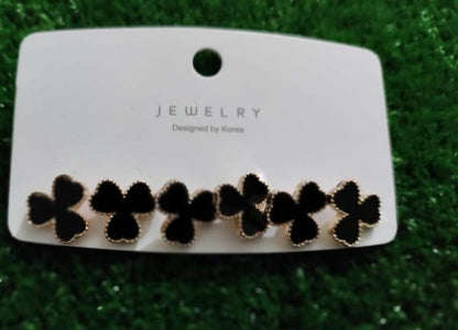 Black Mini Heart Stud Earrings for Women