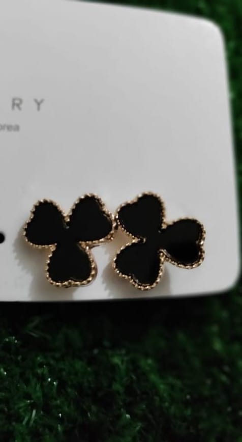 Black Mini Heart Stud Earrings for Women