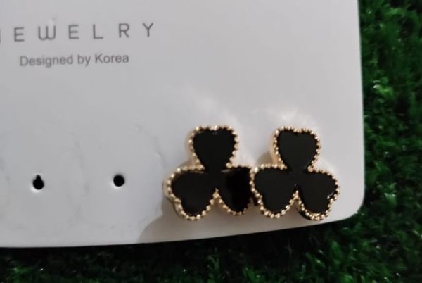 Black Mini Heart Stud Earrings for Women