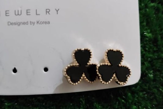 Black Mini Heart Stud Earrings for Women
