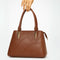 Brown Dome Handbag with Geometric Stitching