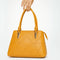 Mustard Dome Handbag with Geometric Stitching