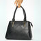 Black Dome Handbag with Geometric Stitching