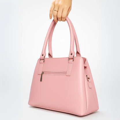 Pink Dome Handbag with Geometric Stitching