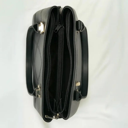 Black Dome Handbag with Geometric Stitching
