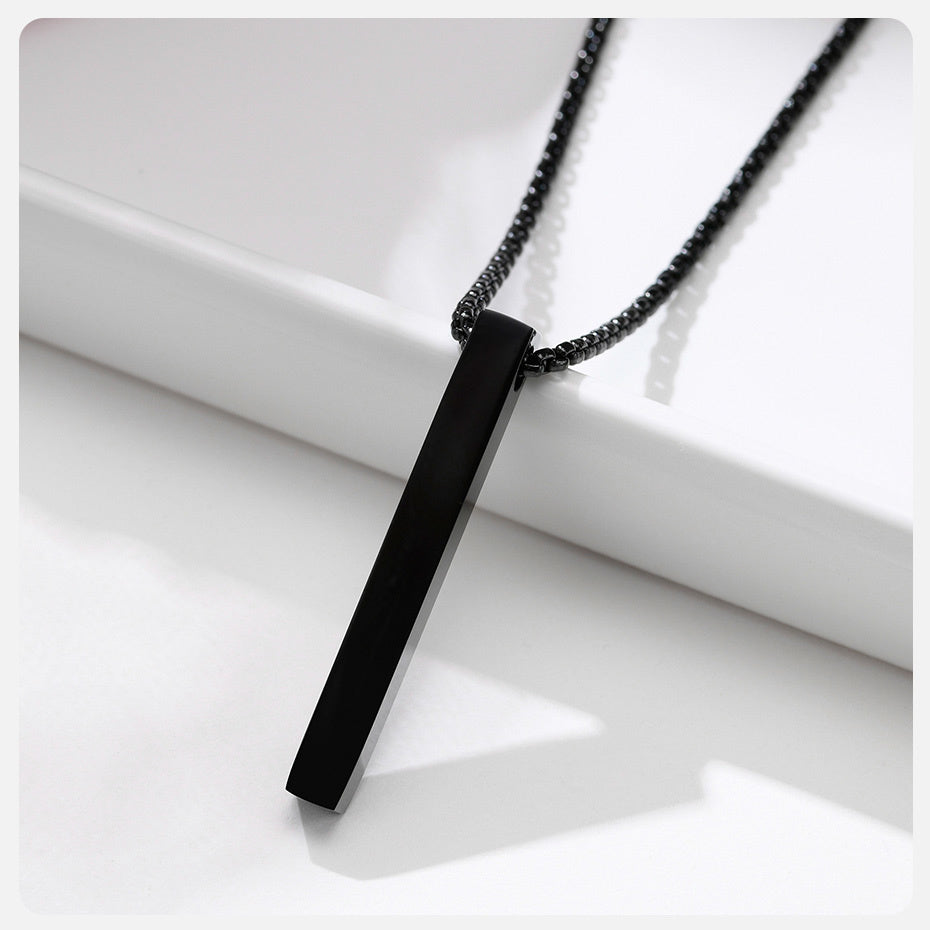 Unisex Silver & Black Bar Pendant Necklace Pack