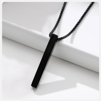 Unisex Silver & Black Bar Pendant Necklace Pack