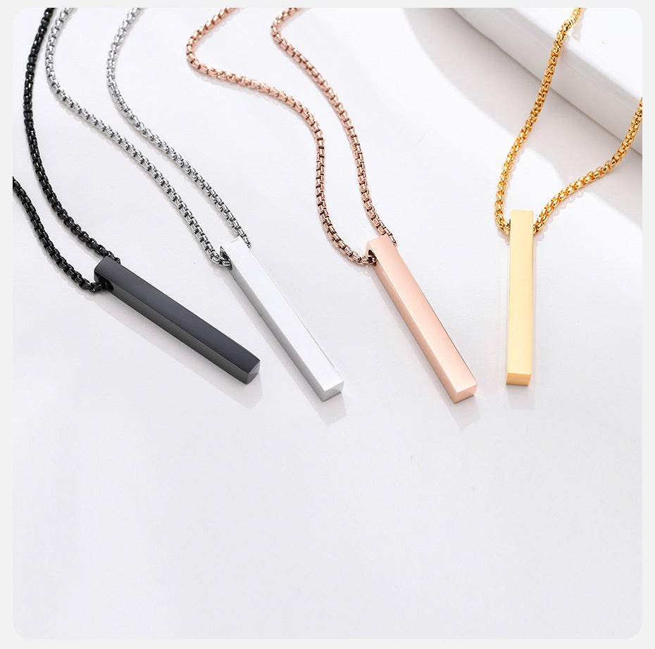 Unisex Silver & Black Bar Pendant Necklace Pack