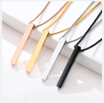 Unisex Silver & Black Bar Pendant Necklace Pack