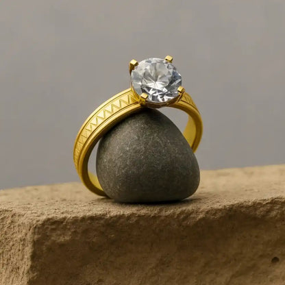 Golden Crown Solitaire Ring