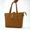 Brown Structured Handbag with Gold Lock & Strap