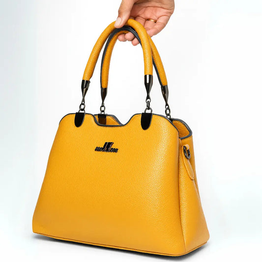 Mustard Handbag with Black Chain Handles