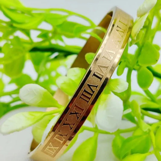 Cartier-Inspired Roman Numeral Gold Bracelet for Women