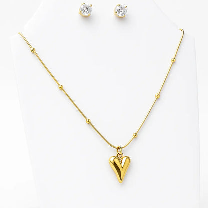 Golden Beaded Heart Necklace