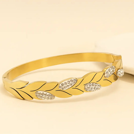 Golden Laurel Crystal Bangle