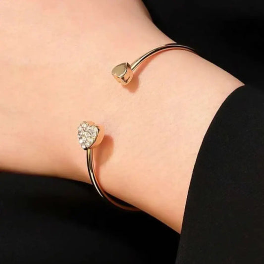 Rose Gold Crystal Heart Adjustable Bracelet for Women