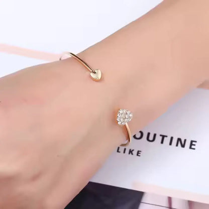 Rose Gold Crystal Heart Adjustable Bracelet for Women