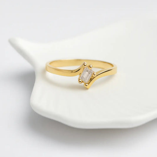 Golden Curve Emerald-Cut Ring