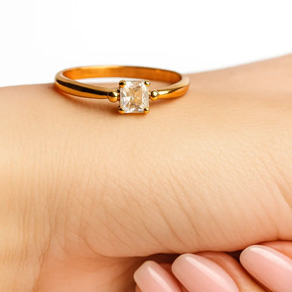 Golden Radiance Princess-Cut Ring