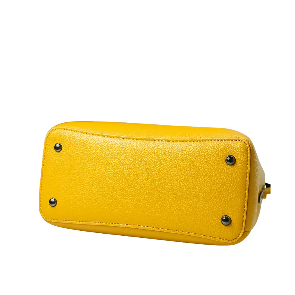 Mustard Handbag with Black Chain Handles