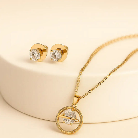 Golden Orbit Crystal Necklace