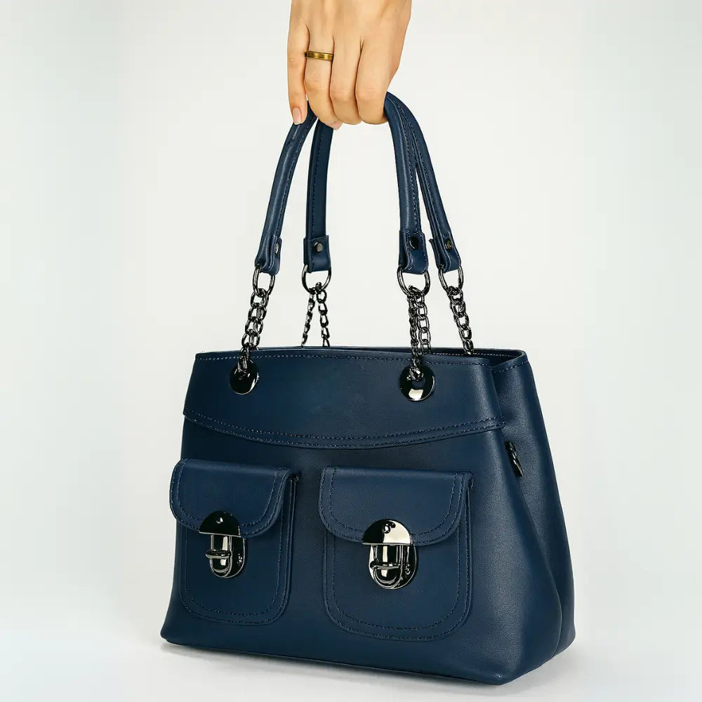 Blue Pocket Chain Handbag