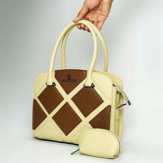 Diamond Beige Handbag with Detachable Pouch