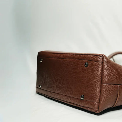 Dark Brown Woven Faux Leather Tote Bag