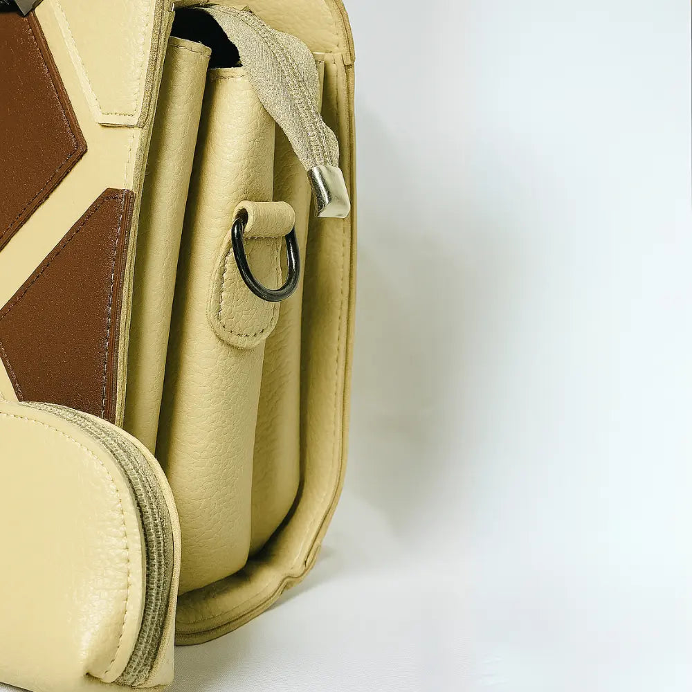 Diamond Beige Handbag with Detachable Pouch