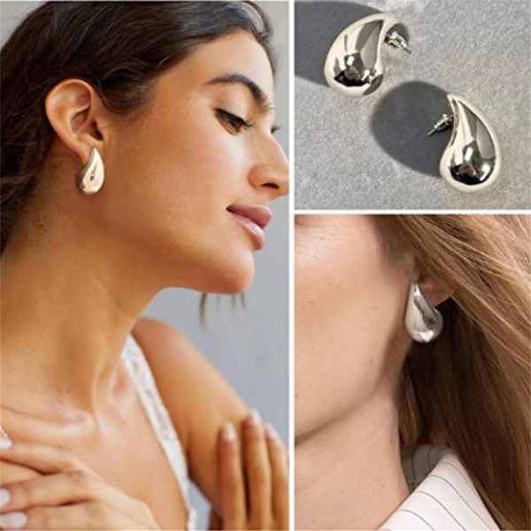Chunky Dome Drop Hoop Earrings for Women