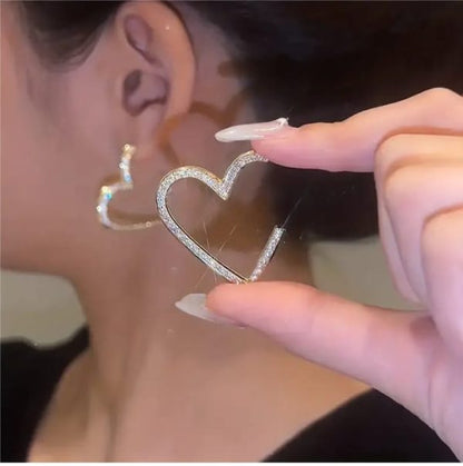 Golden Heart Zircon Stud Earrings for Women