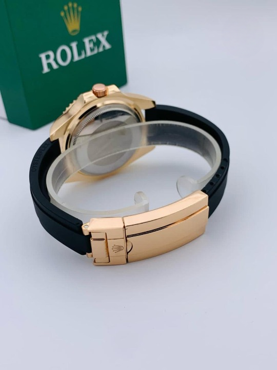 Golden Rolex-Style Men’s Watch | Rubber Strap | Heavy Lock