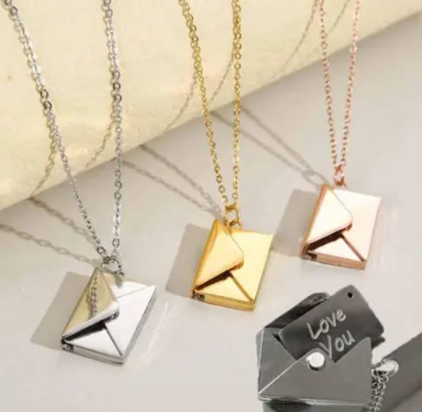 Gold Love Letter Envelope Pendant Necklace