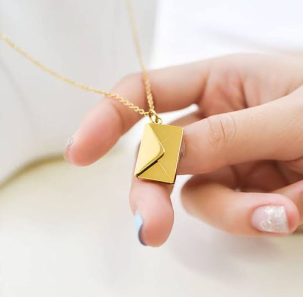 Gold Love Letter Envelope Pendant Necklace