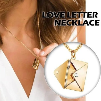 Gold Love Letter Envelope Pendant Necklace
