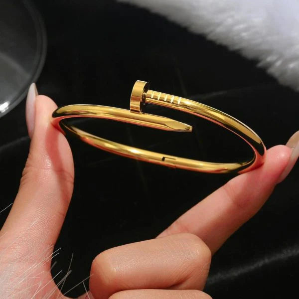 Adjustable Stainless Steel Nail Kara Bracelet for Women
