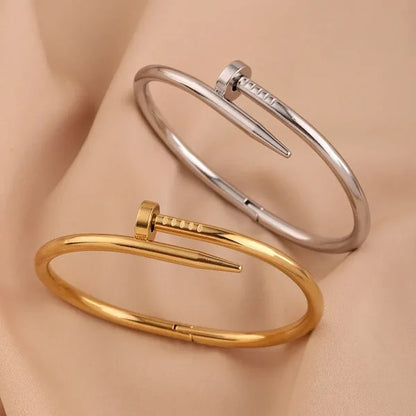 Adjustable Stainless Steel Nail Kara Bracelet for Women