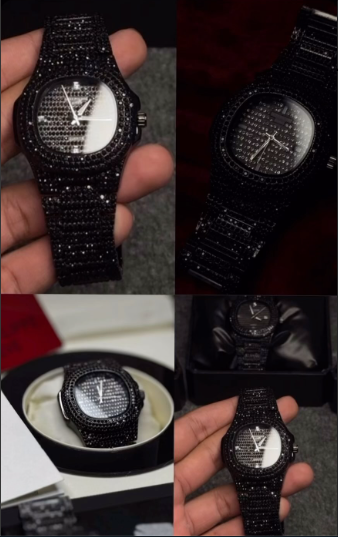 Blacked Iced Out Men’s Watch | Stainless Steel Chain | No Box