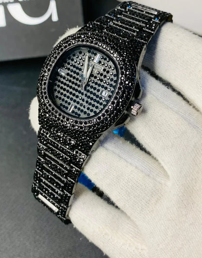 Blacked Iced Out Men’s Watch | Stainless Steel Chain | No Box