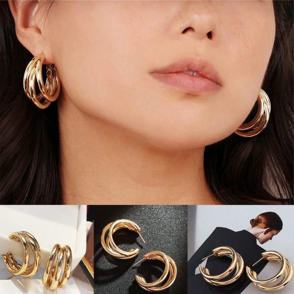 Punk Oval Hoop Earrings for Women – Minimalist Geometric