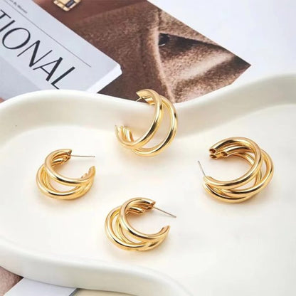 Punk Oval Hoop Earrings for Women – Minimalist Geometric