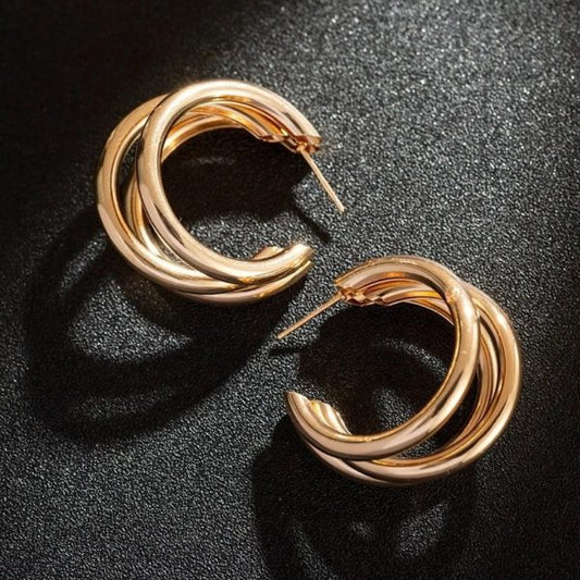 Punk Oval Hoop Earrings for Women – Minimalist Geometric