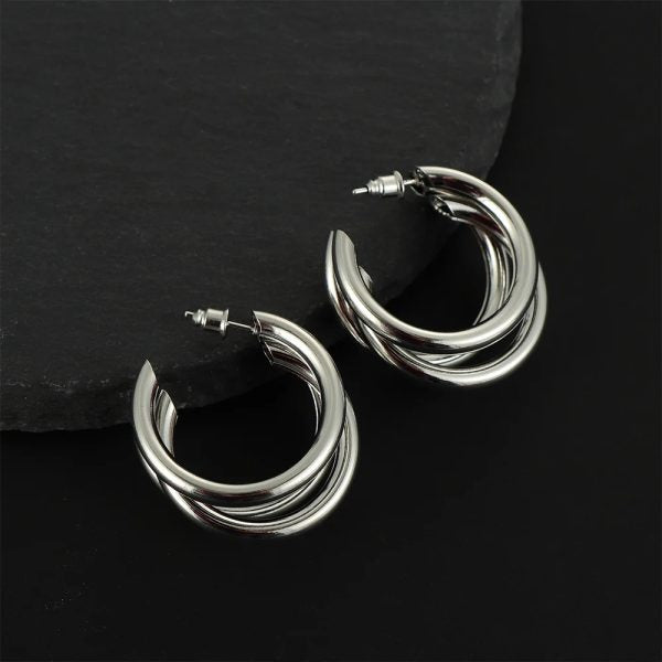 Punk Oval Hoop Earrings for Women – Minimalist Geometric